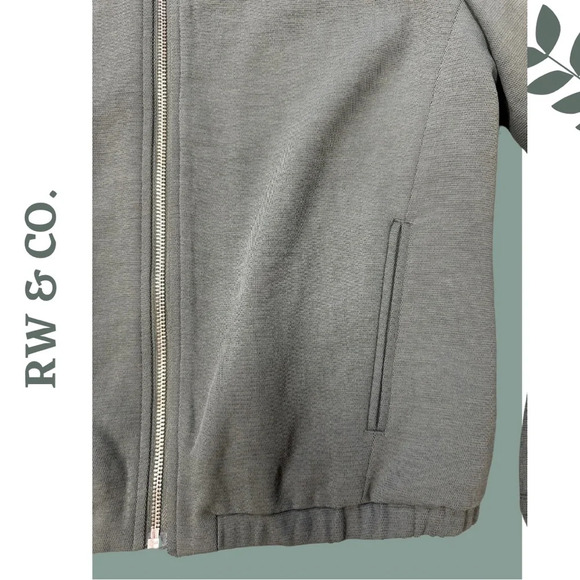 RW&Co Khaki Green Lined Lightweight Bomber Jacket Zipper Front Size Small - Picture 4 of 7